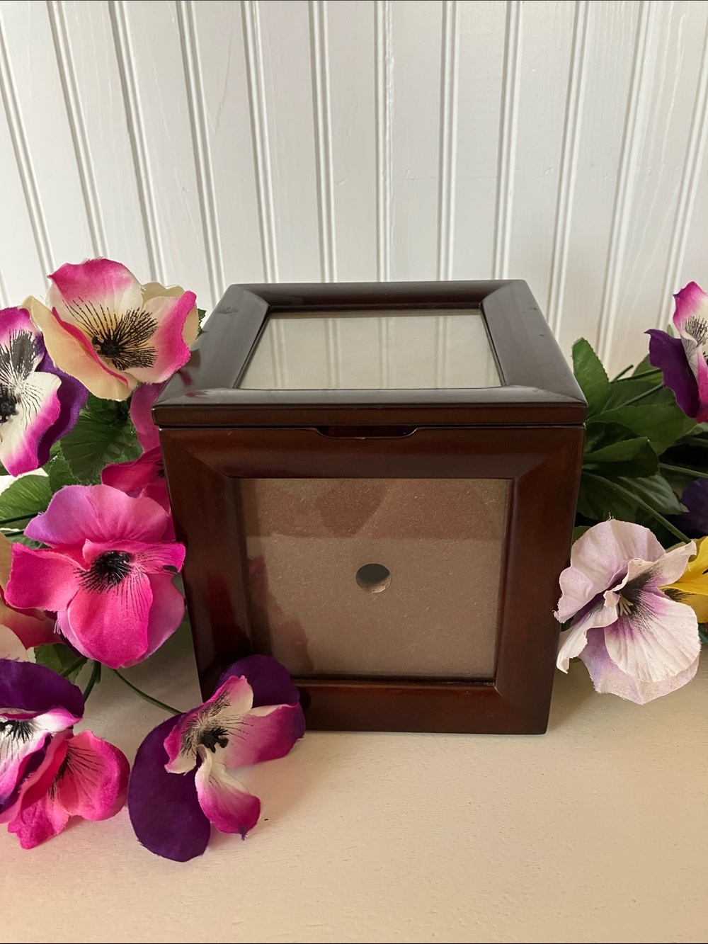 Vintage Bombay Wooden Photo Cube Keepsake Box